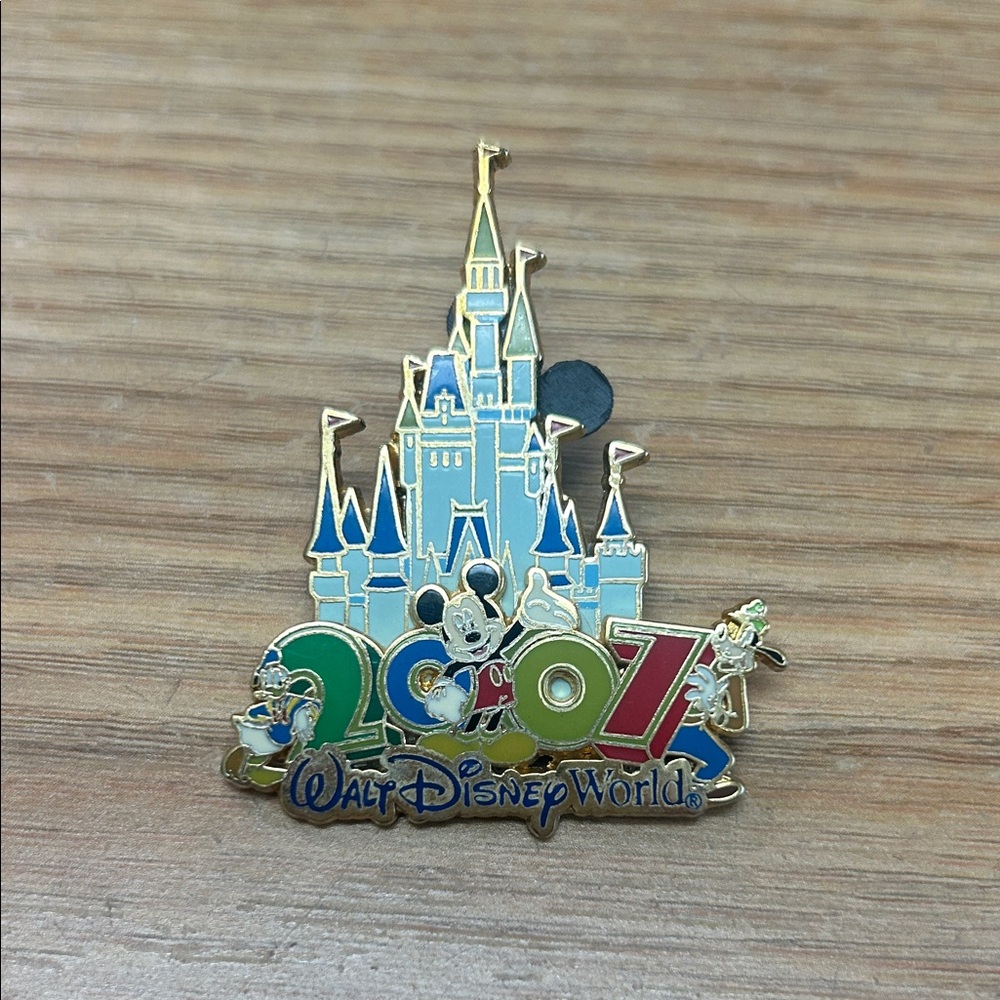 Disney 2007 Pin with Mickey and Castle in Blue and Gold